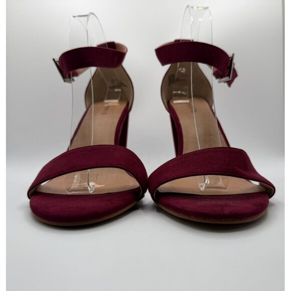 Torrid Pumps Womens Size 11WW Burgundy Two Strap Tapered Open Toe Heeled Sandals - Picture 6 of 16